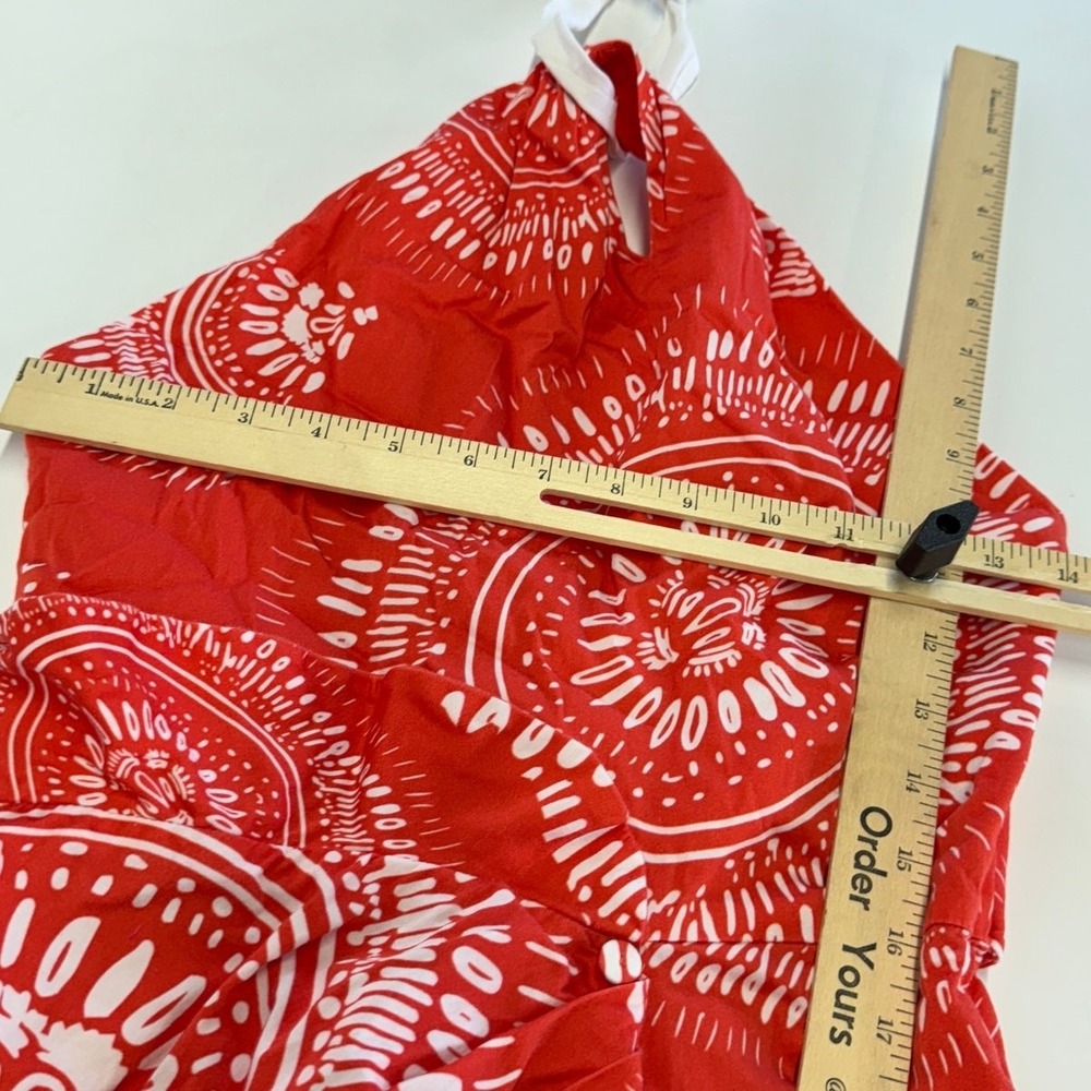 Andres Otalora Dress Womens 2 Red Orange Selva Mandala Halter Midi Sarong Resort - Picture 8 of 11